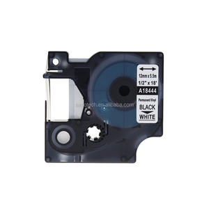 <span class=keywords><strong>Etichette</strong></span> colorate compatibili 18444 del vinile per il nero delle stampanti 12mm x 5.5m dell'etichetta di rinoceronte di <span class=keywords><strong>Dymo</strong></span> su bianco - Product Image 1