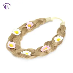 Mode accessoires de cheveux à la main tresse bandeau avec petite fleur pour filles perruques bandeau