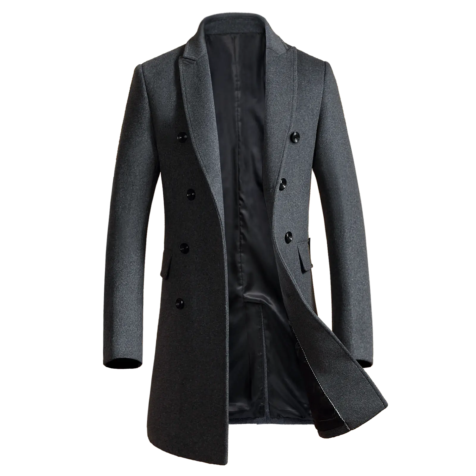 New design Classic fitted mens black trench coat for men