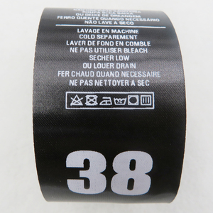 Thẻ May Mặc Logo Thương Hiệu Theo Yêu Cầu Của Nhà Sản Xuất Thẻ Vải <span class=keywords><strong>Satin</strong></span>/Cotton Ruy Băng Màu Đen Nhãn Cổ Quần Áo Chính In Lụa - Product Image 5