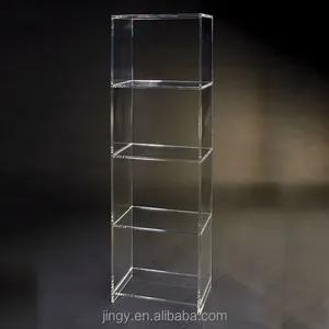 Di fabbrica su misura pavimento chiaro pmma plexiglass 4 tier acrilico trasparente di visualizzazione con scaffali per le scarpe 4 tier acrilico del banco di mostra