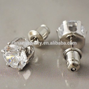 exquisito blanco lleno de oro para mujer ronda claro cz stud pendientes - Product Image 3