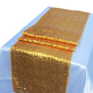 Rose <strong>Gold</strong> Sequin Fabric 100% Polyester Eco-Friendly Durable Customizable <strong>Table</strong> <strong>Runners</strong> Unique Fancy Print Knitted for Home Hotel - Product Image 3