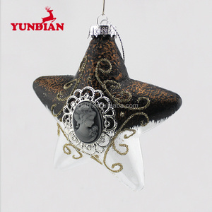 Suministro de fábrica, venta al por mayor, colgante blanco soplado, estrella de cristal de Navidad - Product Image 3