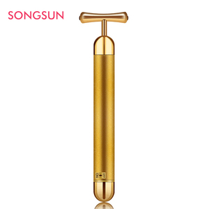 24 <span class=keywords><strong>K</strong></span> oro varilla eléctrica masaje palo Delgado cara INSTRUMENTO DE liftingV cara palo T cabeza fábrica - Product Image 1
