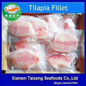 Congelado cultivado iqf rojas de tilapia filetes de pescado