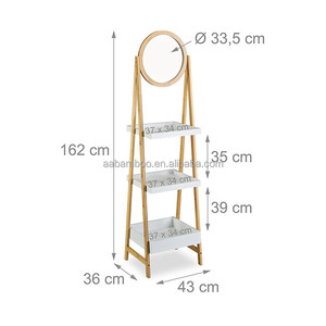 Estante de Almacenamiento de <span class=keywords><strong>Baño</strong></span> de Bambú de 3 Niveles con Espejo - Product Image 3