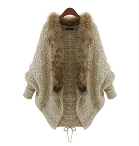 OEM Fashion Korean Cardigan Sweater With Fur Collar Design Winter <strong>Women</strong> Cardigan <strong>CLOAK</strong> - Product Image 1