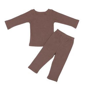 Ropa Infantil al por Mayor, Conjunto <span class=keywords><strong>de</strong></span> Manga Larga con Diseño Simple, Top y Pantalones Largos con Vendaje, Algodón Waffle, Traje para Bebé - Product Image 2