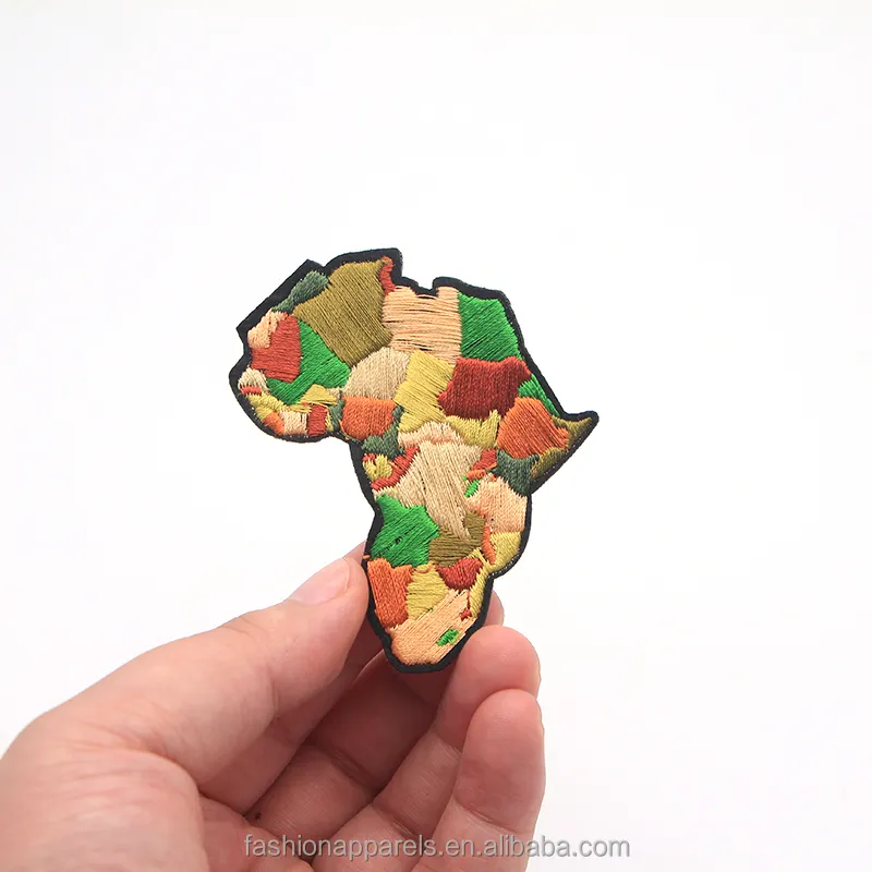 Custom Africa Topographic Map Embroidered Iron On Patches For Clothes