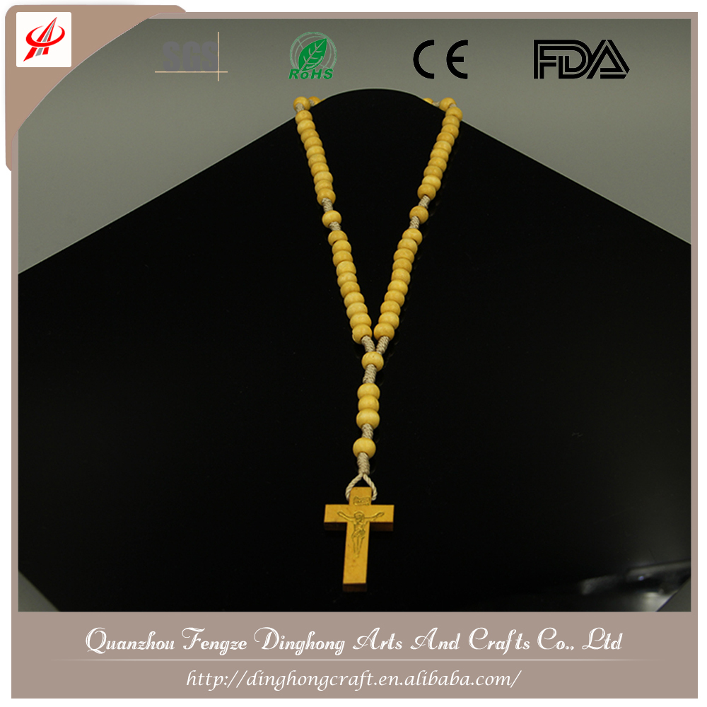 En bois Perle Chapelet, chapelet Collier, Rose Parfum Chapelet En Bois Croix Collier Chapelet Catholique