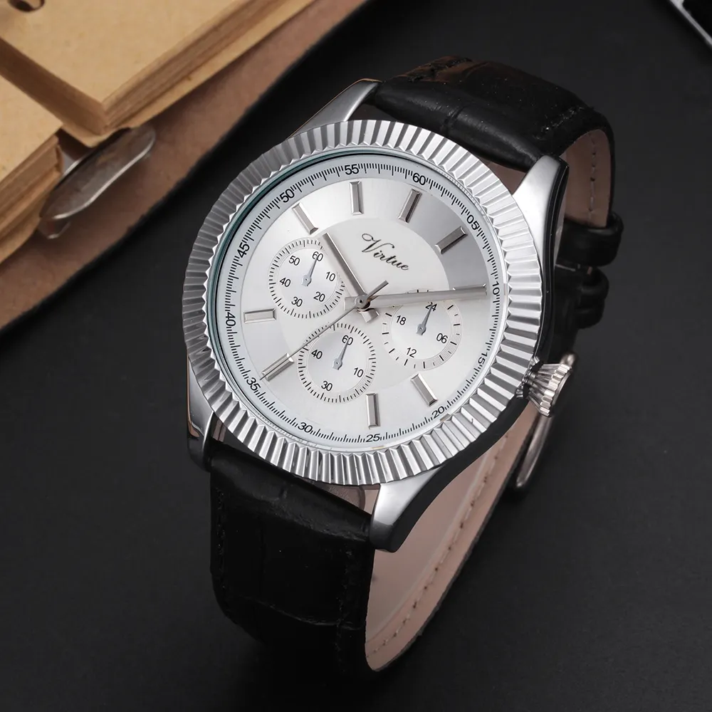 新しい高級ファッションクォーツアナログレザー腕時計腕時計腕時計メンズ腕時計小売最小注文1個