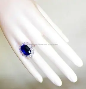 2016 New Fashion Princess Diana's Ring Engagement Finger Ring Royal Blue