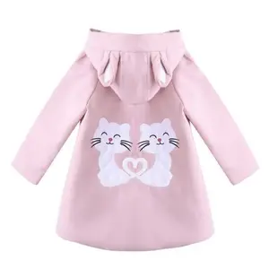 Hao宝宝孩子穿冬款棉袄小童长款卡通猫咪外套