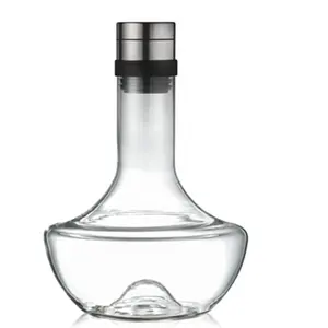 Carafe à vin en verre soufflé à la main, avec couvercle en acier inoxydable, ml