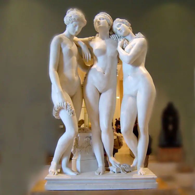 Famosa mão esculpida pedra natural mármore três graças deus clássico escultura feminina estátua