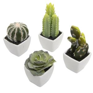 Artificiale <span class=keywords><strong>Mini</strong></span> Succulente e <span class=keywords><strong>Piante</strong></span> di Cactus in Bianco a Forma di Cubo Pentole - Product Image 1