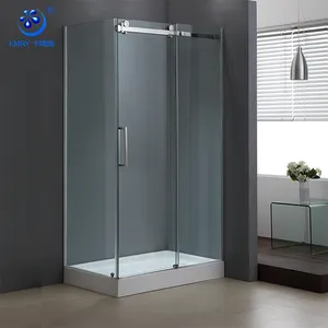 Puerta de ducha sin marco abierta deslizante rectangular moderna, recintos de perfiles de aluminio prefabricados baratos, vidrio templado para <span class=keywords><strong>duchas</strong></span> pequeñas - Product Image 2