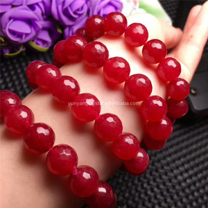 Bracciale con Perle di Corindone <span class=keywords><strong>Rosso</strong></span> Naturale Lucidato 12mm Gioiello in <span class=keywords><strong>Cristallo</strong></span> per Donna Disponibile - Product Image 4