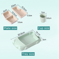Plateau de voiture en fibre de bambou, assiette de dîner de dessin animé mignon avec bol et tasse d'eau pour les enfants et les tout-petits, vaisselle pour enfants