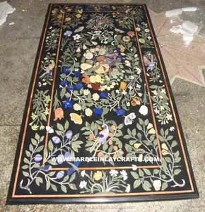 <b>Decoration</b> Marble Inlay Dining <b>Table</b> <b>Top</b>, Black Marble <b>Table</b> <b>Top</b> - Product Image 1