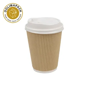 Wegwerp 100% Composteerbaar Koffiekopjes 8Oz 10Oz 12Oz Hot Paper Drinken Container