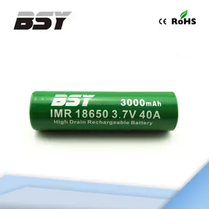 Bsy 3000 mah imr 18650 3000 mah 3.7 v 40a alta drenaje batería recargable para ipv d2