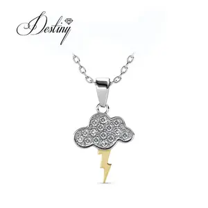 Premium Austrian Crystal Jewelry 925 Sterling Silver / Brass Latest Design Cloud Lighting Pendant Necklace Destiny Jewellery