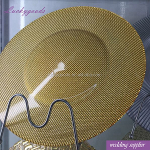 LCK127 Luckygoods Piatto in <span class=keywords><strong>Vetro</strong></span> con Bordo Dorato, Piccolo MOQ, Piatti Dorati per Matrimoni, Servizio di Piatti di Tutte le <span class=keywords><strong>Dimensioni</strong></span>, Vendita all'Ingrosso - Product Image 3