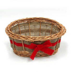 Piccolo Cesto Regalo Natalizio Vuoto <span class=keywords><strong>in</strong></span> <span class=keywords><strong>Vimini</strong></span> con Nastro - Product Image 1