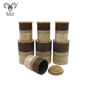 <span class=keywords><strong>7</strong></span> <span class=keywords><strong>Pcs</strong></span> Nhà Bếp Canister Bộ Lọ Gốm với Kim Loại Đứng cho Lưu Trữ Trà Cà Phê - Product Image 4