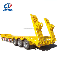 Schwerlasttransport Gooseneck-Tieflader 3-Achsen 60-Tonnen Tieflader-Anhänger mit Leiter