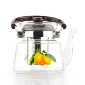 600ml -3000ml Fire Direct Lead-free Borosilicate Glass Teapot With Decal Printing