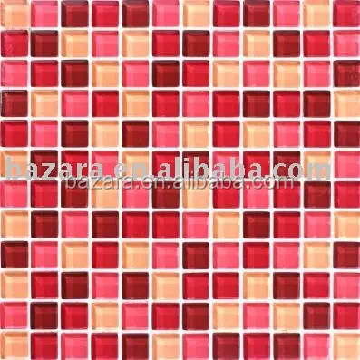 De color rosa y rojo de cristal de mosaico de vidrio para pared de piso de azulejos de mosaico