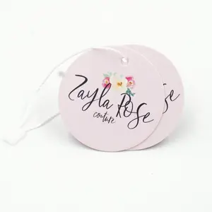 Custom original recycled circle round shape paper hang tag swing tag with logo print