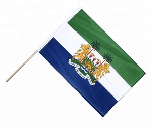 Venta al por mayor de poliéster impreso personalizado Sierra Leona país nacional banderas ondeando a mano de vinilo y pancartas de nailon - Product Image 2