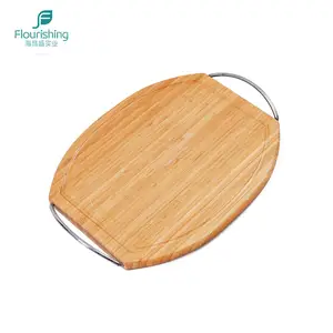 Oval Bamboo 주방 Cutting Wood Board 와 금속 Handle