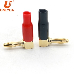 פליז מצופה זהב 4mm מרפק בננה תקע/שקע בננה מחברים <span class=keywords><strong>L</strong></span> סוג רמקול שקע מחבר מסופי זווית נכונה 90 תואר