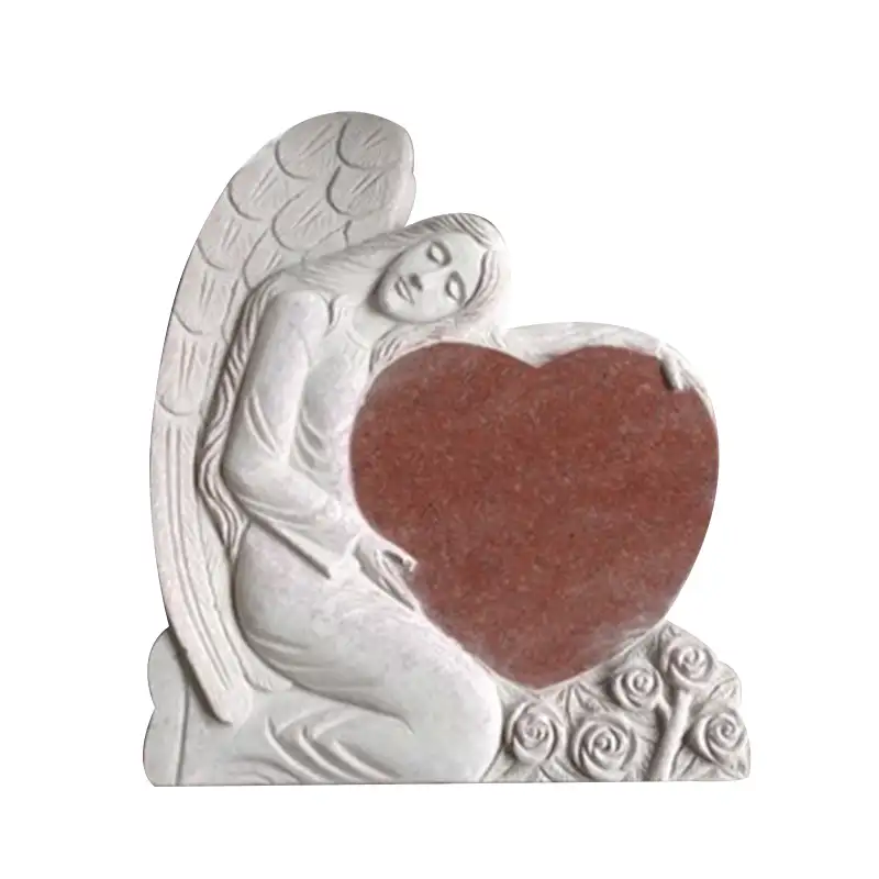 Granito rojo Imperial Ángel corazón lápida monumento lápida de los precios de los