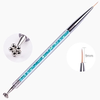 Pinceau à ongles double embout en nylon à manche pailleté, 3 tailles, forme prune, pour nail art et effet œil de chat magnétique