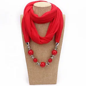 cheap alloy jewelry jewel beads scarf pendant necklace