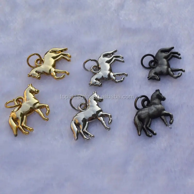 3D Design Mini Pferd Form Charme Gold Silber Messing Metall Pferd Schmuck Tags für Armbänder Halsketten