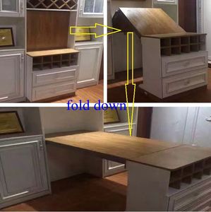 <strong>Space</strong> <strong>Saver</strong> Furniture <strong>Table</strong> Folding Dining <strong>Table</strong> Attached to Wall Cabinet Black Conceal Extension <strong>Table</strong> Mechanism - Product Image 6