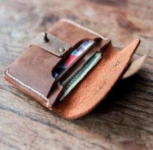 Tarjetero de Cuero Delgado para <span class=keywords><strong>Hombre</strong></span>, Diseño Original Personalizado, Cartera de Cuero Crazy Horse - Product Image 1