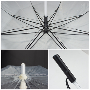 Parapluie LED de sécurité pour la marche nocturne avec poignée lampe torche, parapluie transparent coupe-vent à piles pour la pluie - Product Image 5