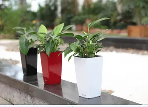 Groothandel Nordic Hoog Geglazuurd Wit Elegant Luxe Smart-Self-Watering Gigantische Plantenbak Bloempotten Plastic Woonkamer