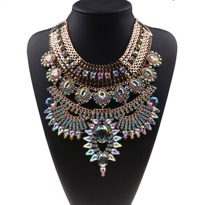 Collana Maxi Choker Boho Etnica 2019, Gioielli da Donna, Collana Vintage Indiana con Cristalli Colorati - Product Image 6