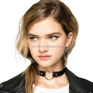 Punk <strong>Gothic</strong> Necklace Women Girl Faux Leather Heart Rivet Buckle Collar <strong>Choker</strong> - Product Image 3