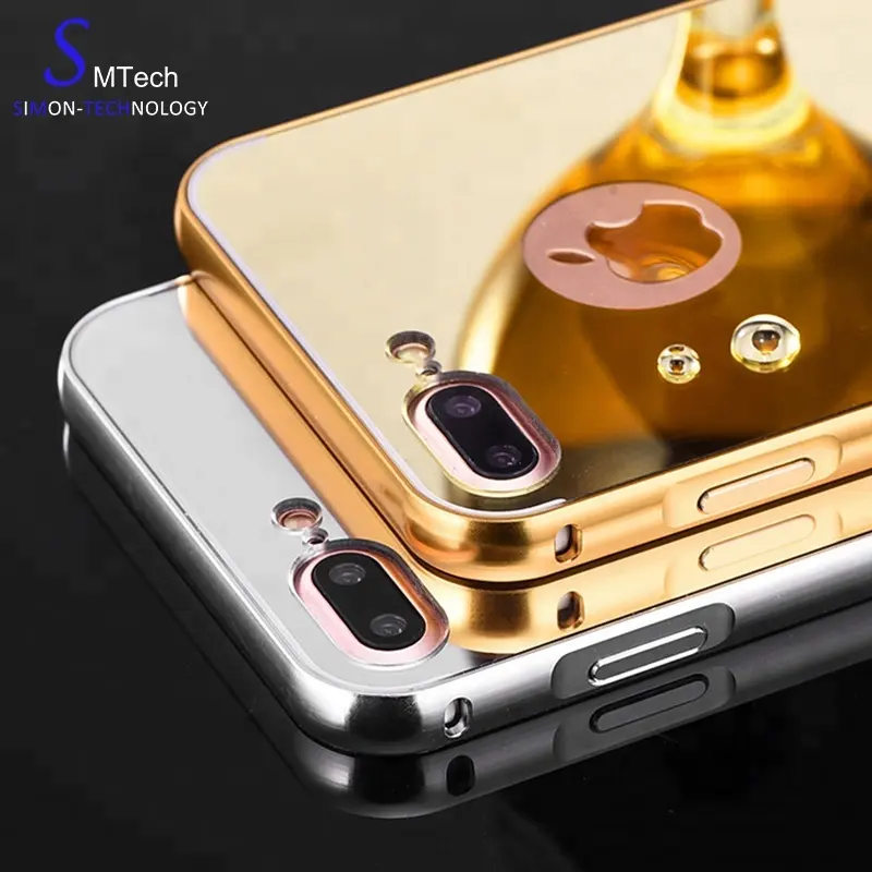 Aluminum Metal Mirror bumper back Phone Case For iPhone 7Plus/8/X