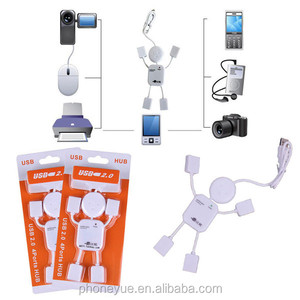 2022 cadeau promotionnel OEM logo hotsell robot humain 4 ports usb 2.0 hub fin hub